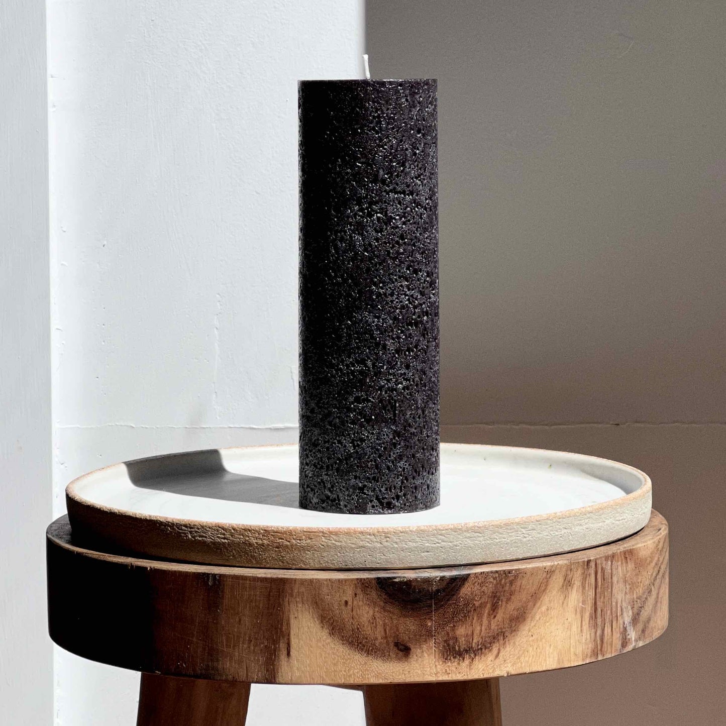 Textured Pillar Black Candle