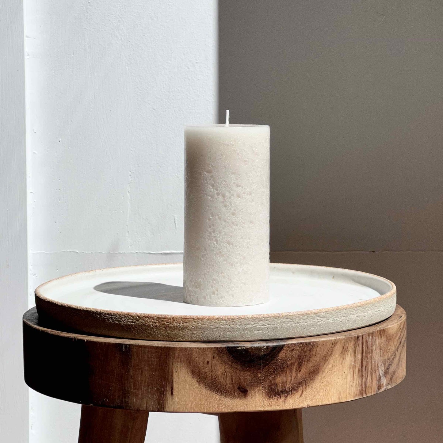 Textured Pillar White Candle