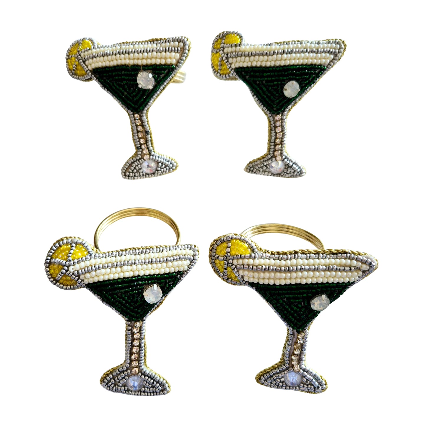 Beaded Martini Napkin Rings - Set of 4