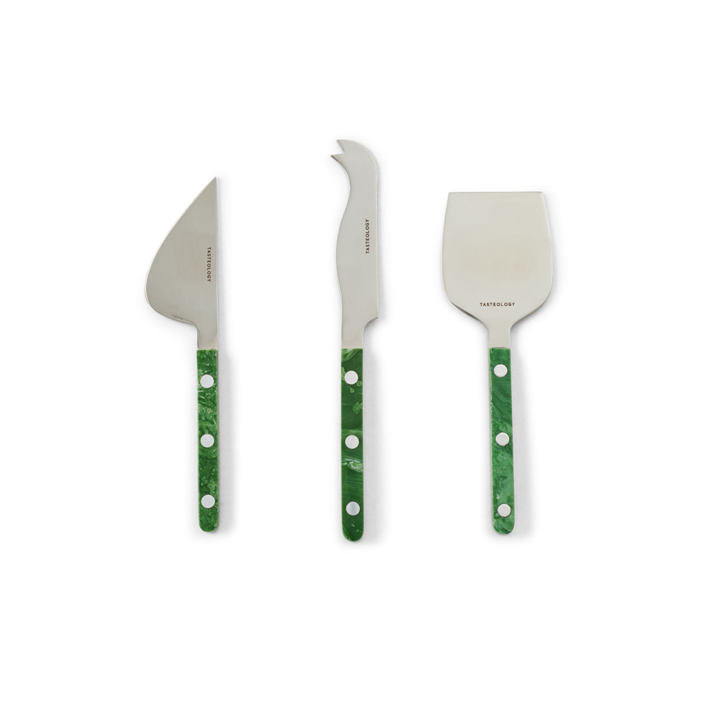 Cheese Knives Set of 3 - Emerald, Taupe or Monochrome