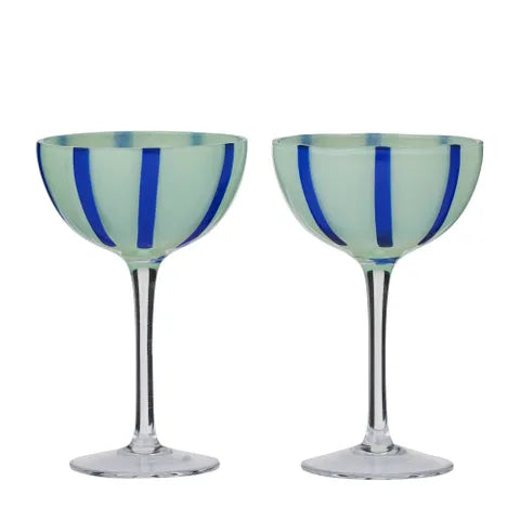 Aperitivo Coupe Glass set of two - Mint and Blue