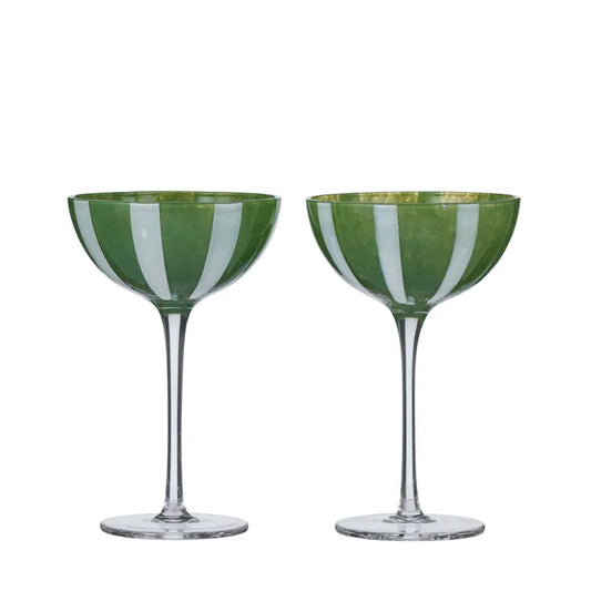Aperitivo Coupe Glass set of two - Green and White