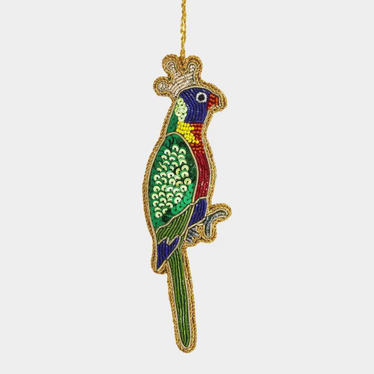 Queen Lorikeet Bird Sequin Hanging Decoration