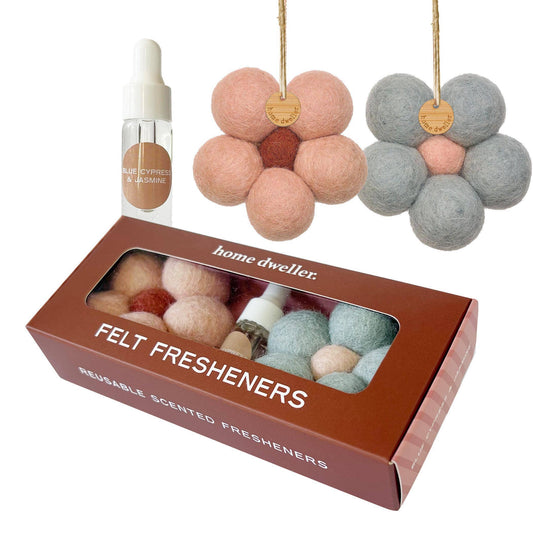 Felt Flower Air Fresheners - Blue Cypress & Jasmine