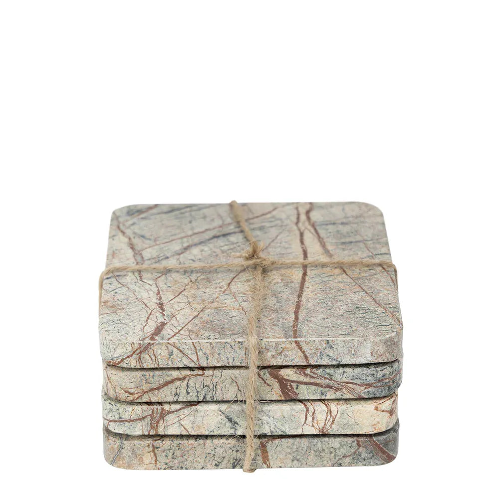 Graze Marble Coaster Square Brown & Green - Set of 4