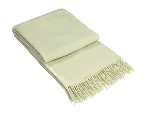 Cashmere and Superfine Merino Wool Throw Rug - The Kensington in white