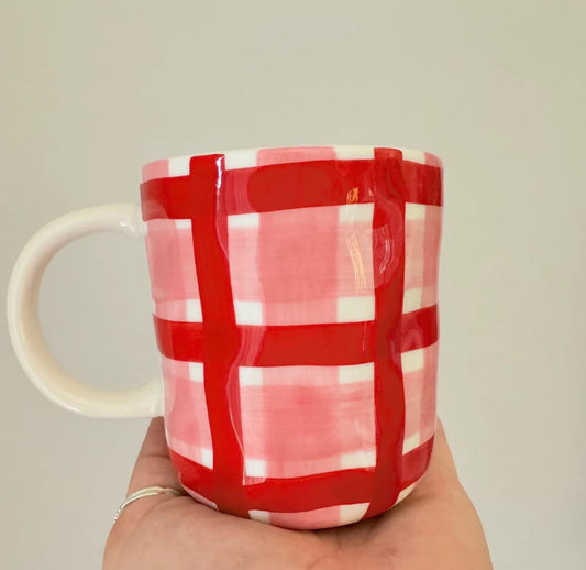 Red and Pink Gingham Mug