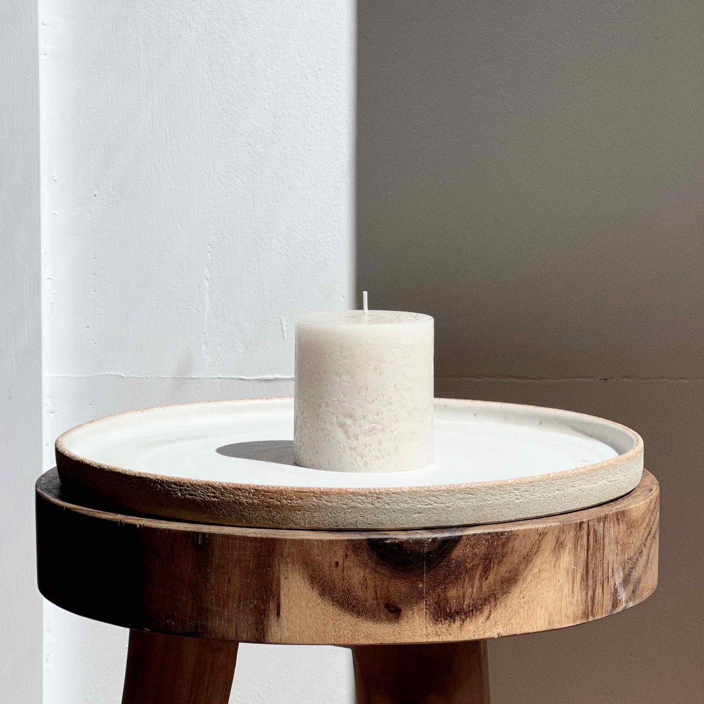 Textured Pillar White Candle