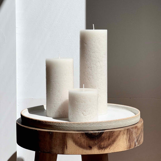 Textured Pillar White Candle