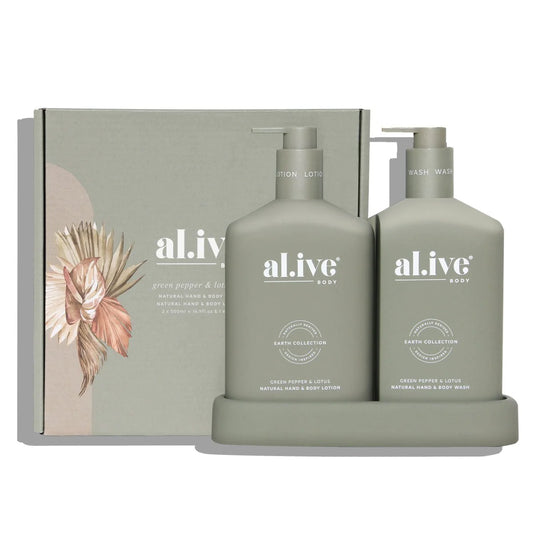 Al.ive Body Green Pepper & Lotus - Wash & Lotion Duo + Tray