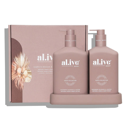 Al.ive Body Raspberry Blossom and Juniper - Wash and Lotion Duo + Tray