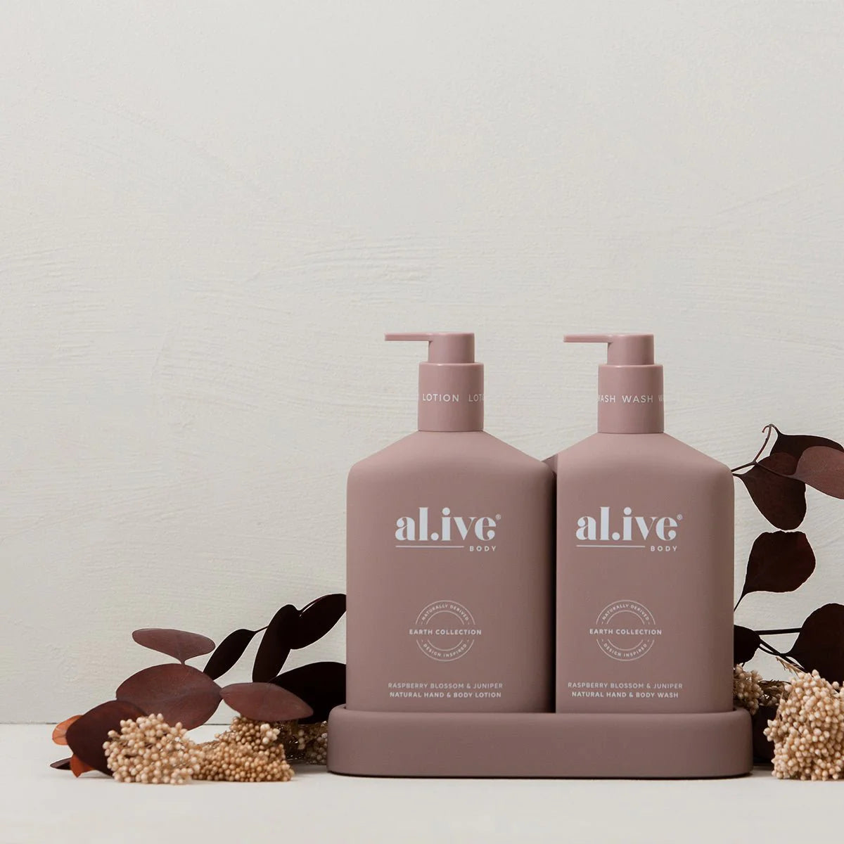 Al.ive Body Raspberry Blossom and Juniper - Wash and Lotion Duo + Tray